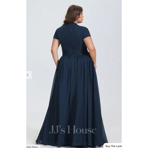 NWT!  JJ’s House #126289 Navy V-Neck Maxi Chiffon Evening Dress  -Size 18W - Picture 5 of 16